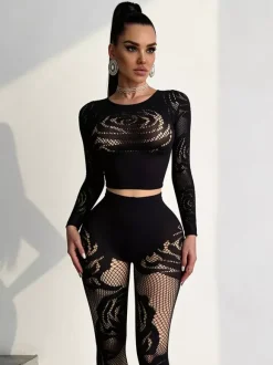Ensembles de vêtements de club à manches longues découpées tenues de club sexy