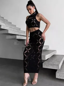 Ensembles de vêtements de club sexy sans manches et découpés