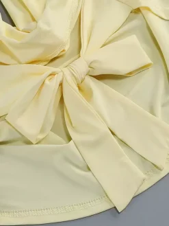 Ensembles deux pièces jupe et mini-robes jaunes décontractées à col bénitier sans manches