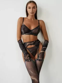 Ensembles soutien-gorge et culotte en polyester rose découpé bloc de couleur pure lingerie chic pour adulte