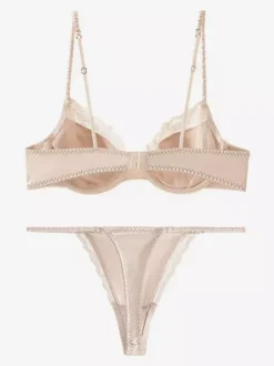 Ensembles soutien-gorge et culotte deux pièces en dentelle couleur chair pour mariée