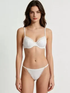 Ensembles soutien-gorge et culotte deux pièces en dentelle couleur chair pour mariée
