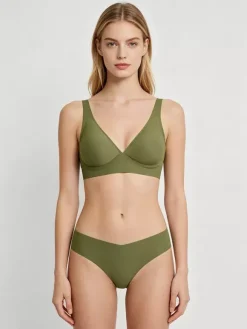 Ensembles soutien-gorge et culotte 2 pièces de lingerie verte