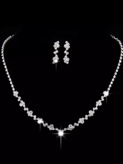 Ensembles de bijoux de mariée collier et boucle d'oreilles argent