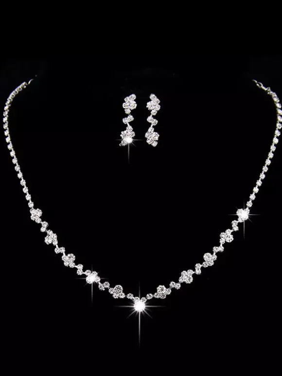 Ensembles de bijoux de mariée collier et boucle d'oreilles argent