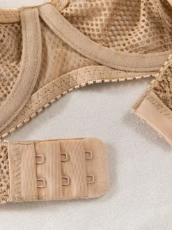 Ensembles de lingerie 2 pièces : soutien-gorge et culotte kaki transparents