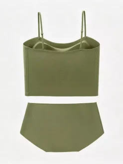 Ensembles de lingerie 2 pièces vert soutien-gorge et culotte
