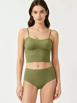 Ensembles de lingerie 2 pièces vert soutien-gorge et culotte