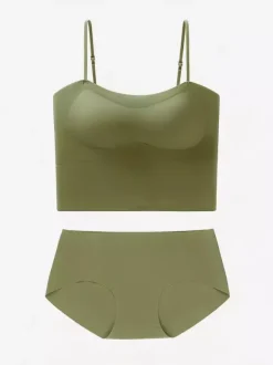 Ensembles de lingerie 2 pièces vert soutien-gorge et culotte