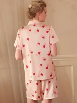 Ensembles de pyjama Lingerie d'intérieur rose en soie