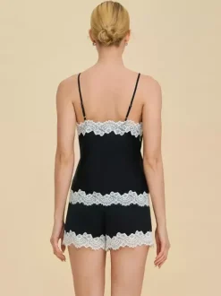 Ensembles de pyjamas en dentelle noire lingerie d'intérieur ensembles 2 pièces