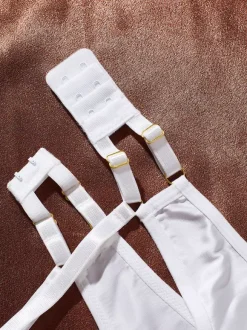 Ensemble soutien-gorge et culotte blancs transparents à imprimé floral (2 pièces)
