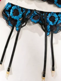 Ensembles 3 pièces de lingerie de mariée : soutien-gorge et culotte blancs transparents à imprimé floral