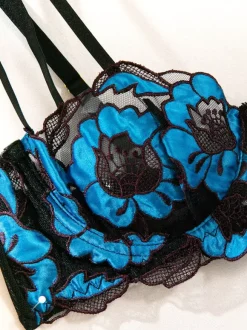 Ensembles 3 pièces de lingerie de mariée : soutien-gorge et culotte blancs transparents à imprimé floral