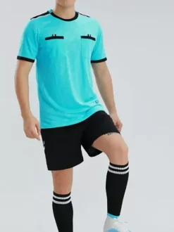 Ensemble Sport Arbitre Homme Manches Courtes Football Polyester Confortable Poches