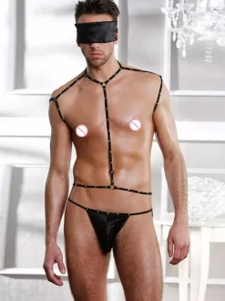 Ensemble string et t-shirt pour homme idéal pour les jeux de rôle sexy en boîte de nuit.