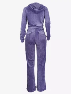 Ensemble survêtement en velours avec sweat à capuche zippé et pantalon pour femme 2026