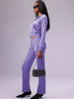 Ensemble survêtement en velours avec sweat à capuche zippé et pantalon pour femme 2026