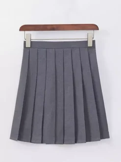 Ensemble uniforme scolaire japonais Lolita classique JK : chemise grise à manches courtes et jupe plissée