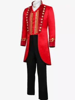 Ensemble Vintage Noir Avec 艗illets Rouge Rétro Manches Longues Costumes Hommes Déguisement