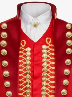Ensemble Vintage Noir Avec 艗illets Rouge Rétro Manches Longues Costumes Hommes Déguisement