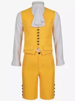 Ensemble Vintage Orange gilet occidental à manches longues en Fiber de Polyester Costumes rétro pour hommes