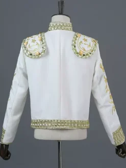 Ensemble vintage rouge à franges brodées vintage à manches longues et pantalon en polyester costumes rétro pour homme