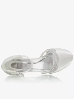 Escarins de mariée ivoire en satin talon carré boucle réglable chaussures de mariage