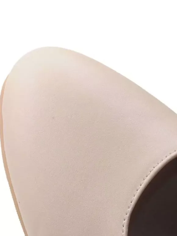 Escarpins à Mary Jane Talons Mi-Hautes à Cuir Synthétique avec Bout Rond Unicolore avec Boucles