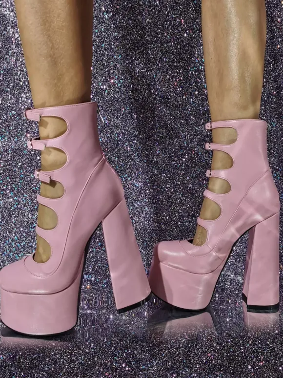 Escarpins à Talons Hauts avec Plateforme avec Bout Rond Unicolore