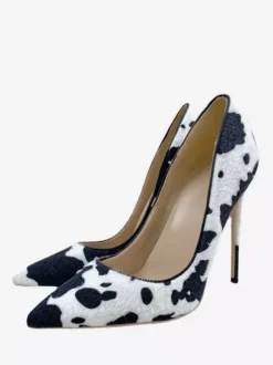 Escarpins à talons hauts en crin de cheval à bout pointu et motif animalier