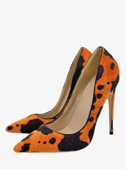 Escarpins à talons hauts en crin de cheval à bout pointu et motif animalier