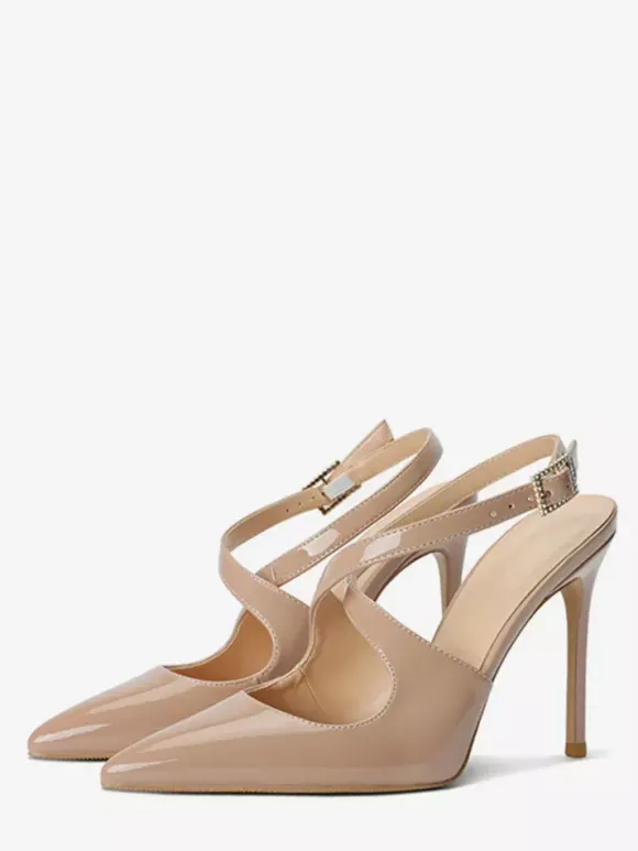 Escarpins à talons hauts et bout pointu pour femmes avec bride arrière croisée