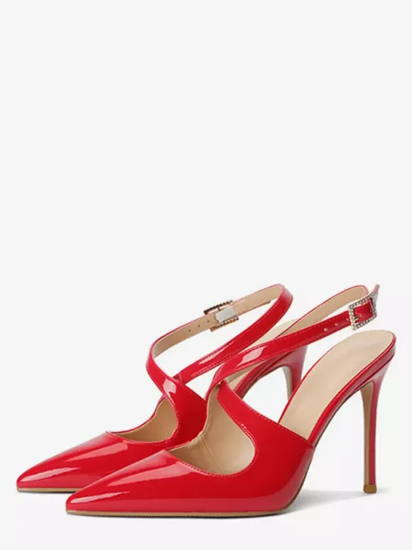 Escarpins à talons hauts et bout pointu pour femmes avec bride arrière croisée