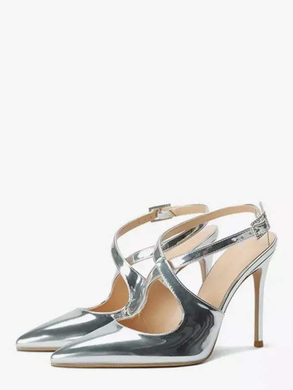 Escarpins à talons hauts et bout pointu pour femmes avec bride arrière croisée