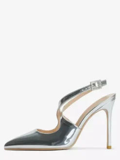 Escarpins à talons hauts et bout pointu pour femmes avec bride arrière croisée