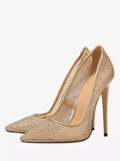 Escarpins à talons hauts en maille noire et bout pointu