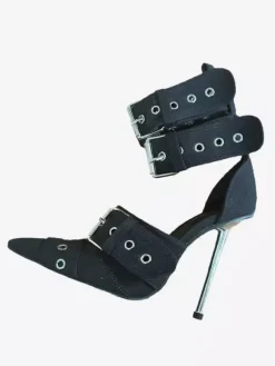 Escarpins à talons hauts et bout pointu avec bride boucle à la cheville pour femmes
