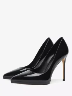 Escarpins à talons hauts noirs à bout pointu et à talons aiguilles pour femmes