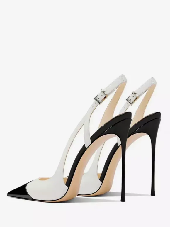 Escarpins à talons hauts pour femmes bout pointu bride arrière ajourée