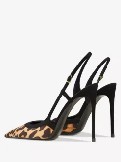 Escarpins à talons hauts pour femmes bout pointu imprimé léopard bride arrière