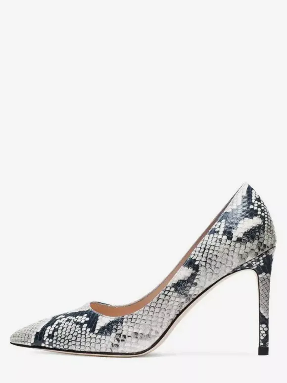 Escarpins à talons hauts pour femmes bout pointu motif serpent à enfiler