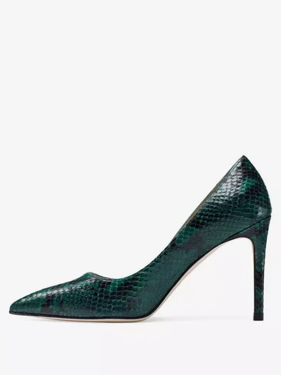 Escarpins à talons hauts pour femmes bout pointu motif serpent à enfiler