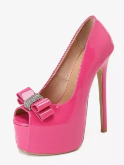 Escarpins à talons hauts pour femmes plateforme bout ouvert n艙ud talons aiguilles chaussures sexy