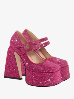 Escarpins À Talons Hauts Plateformes Strass Soirée Femmes En Cuir PU