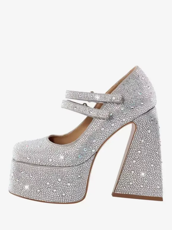 Escarpins À Talons Hauts Plateformes Strass Soirée Femmes En Cuir PU