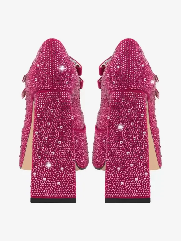 Escarpins À Talons Hauts Plateformes Strass Soirée Femmes En Cuir PU