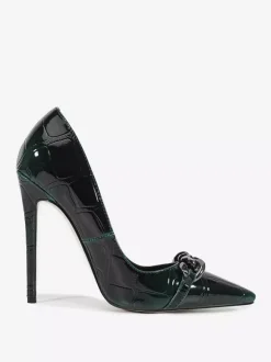 Escarpins à talons hauts pour femmes bout pointu détails métalliques chaussures habillées à enfiler