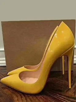 Escarpins à talons pour femmes Escarpins à enfiler Bout pointu Talon aiguille Cuir PU