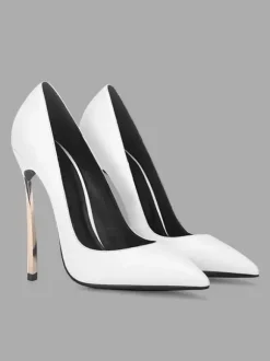 Escarpins basiques blancs pour femmes Chaussures à talons hauts avec bout pointu et bout pointu